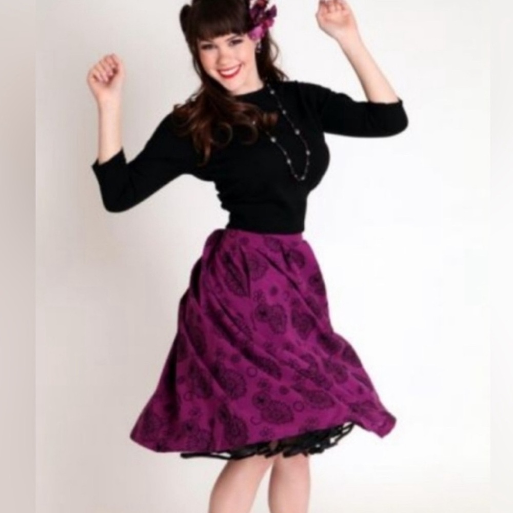 ECI New York Womens A Lined Flowy Skirt Size 6 Black Floral Side Zipper
